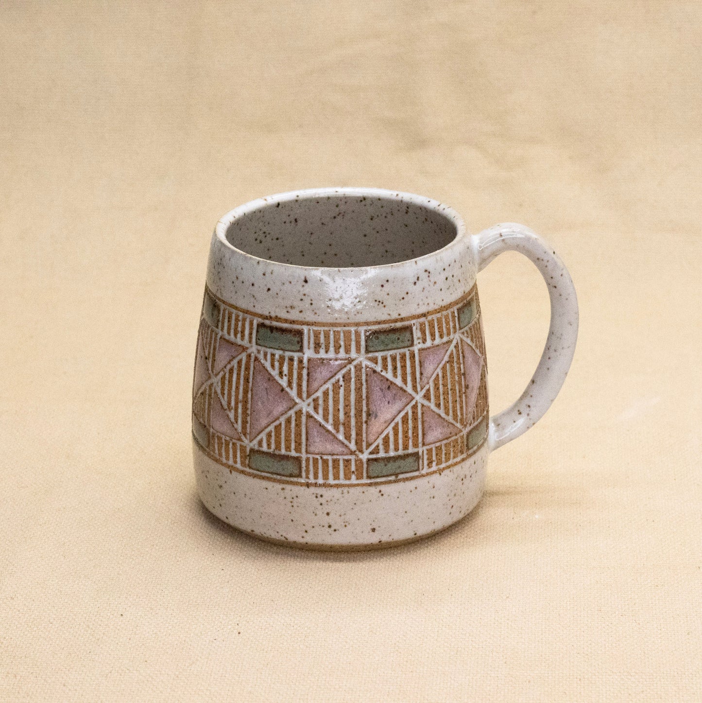 Quilt Mug (Rhubarb/Sage) by Sanctuary Ceramics