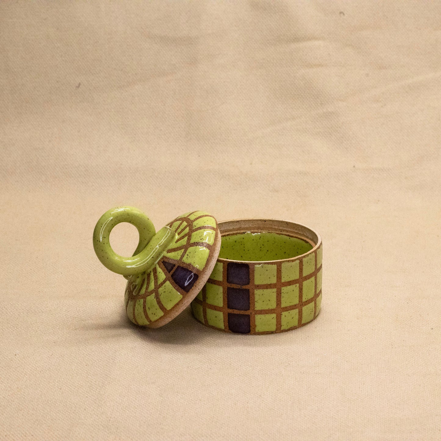 Chartreuse Lidded Jar by Wrecky Designs