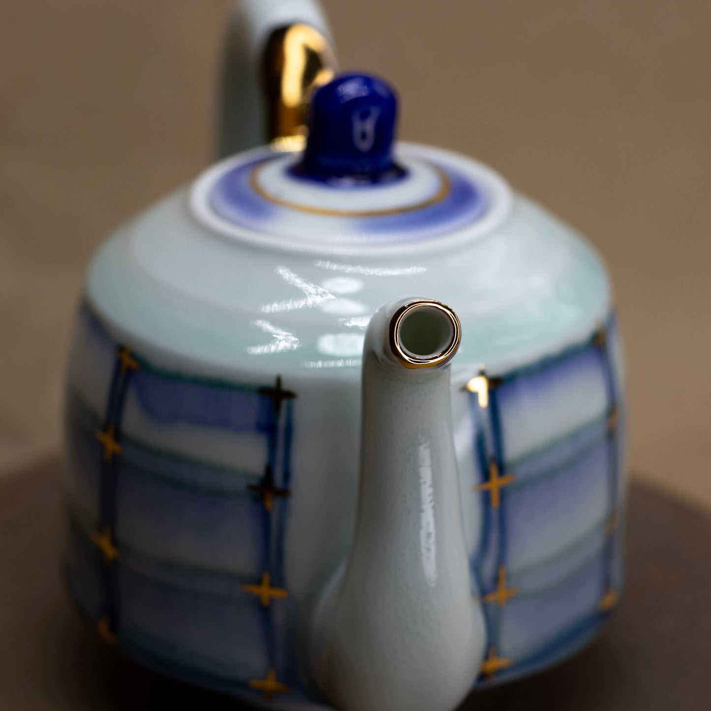 Striped Blue and White Teapot by Matt Watterson