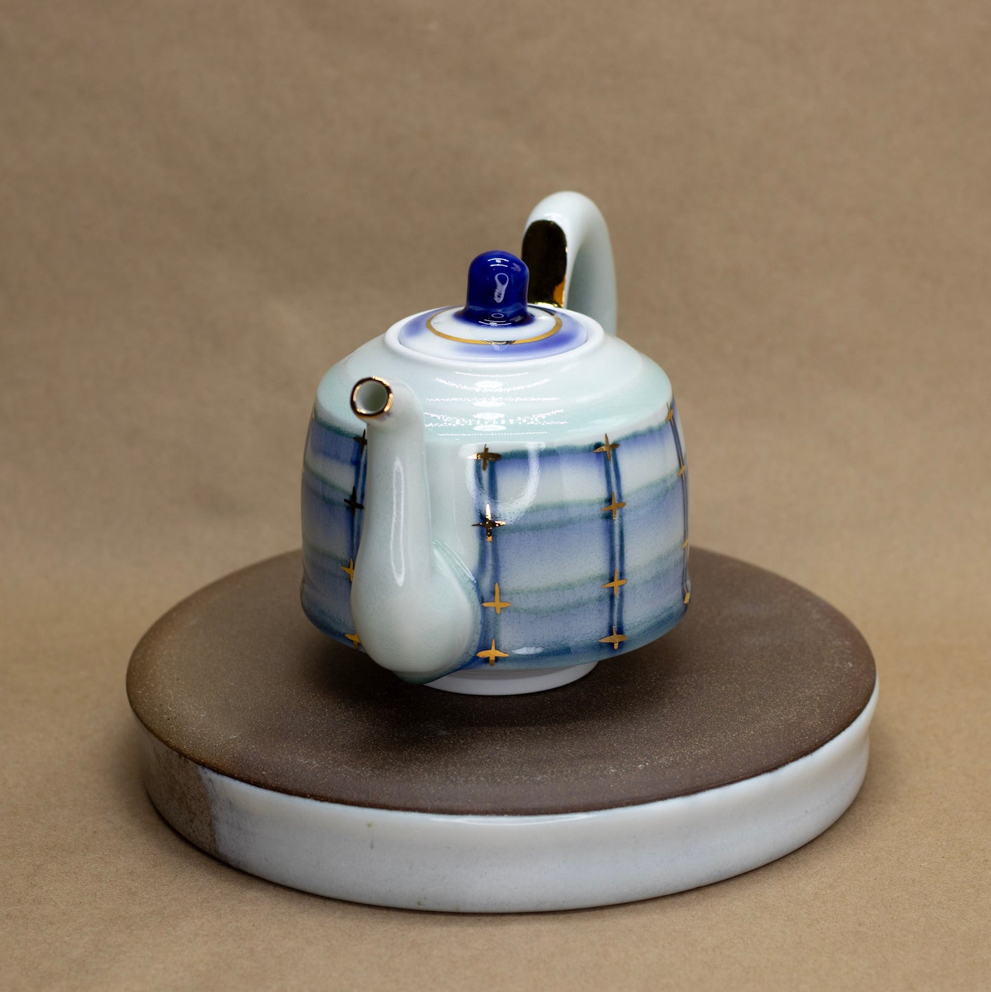 Striped Blue and White Teapot by Matt Watterson