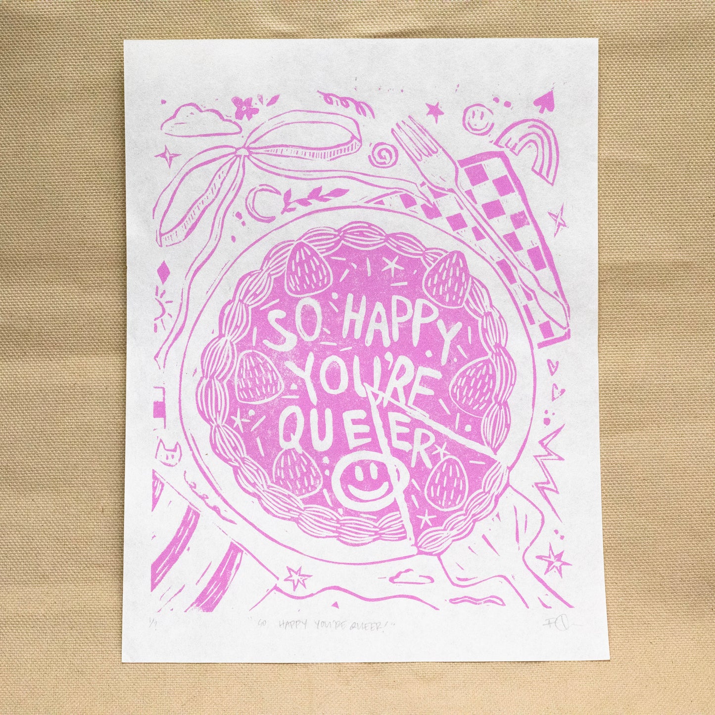 "So Happy You're Queer!" (Pink Ink) by Rawley Clark
