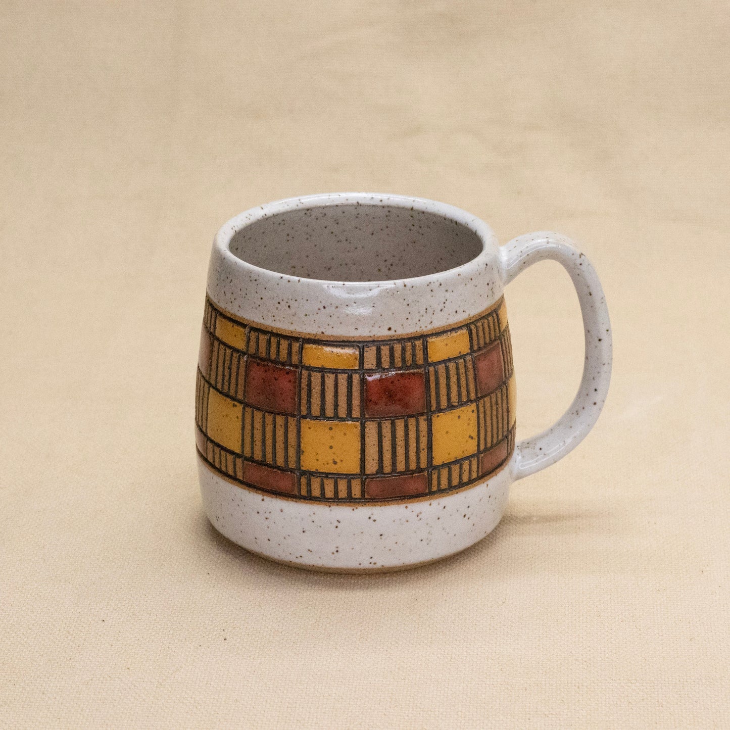 Spreadsheet Mug (Cedar/Wheat) by Sanctuary Ceramics