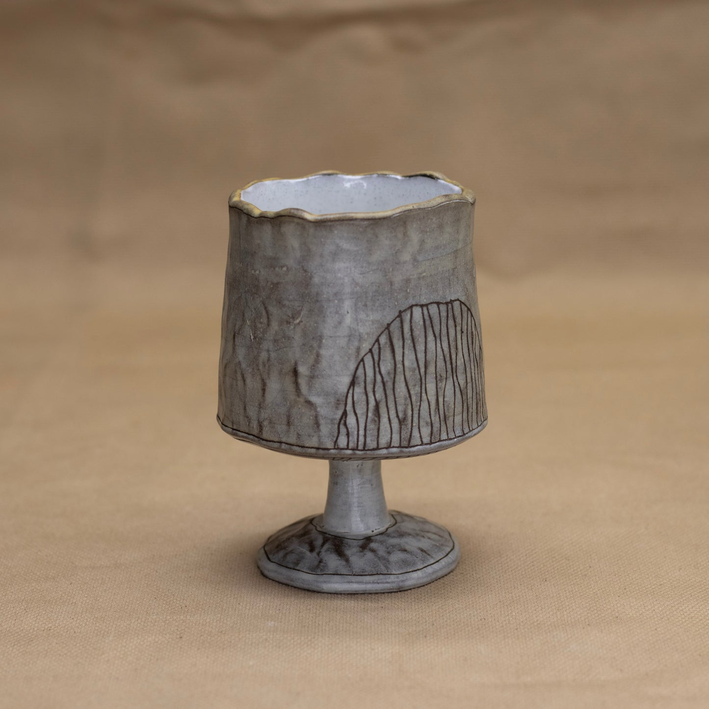 Stemmed Cup with Lines by Nina Berinstein