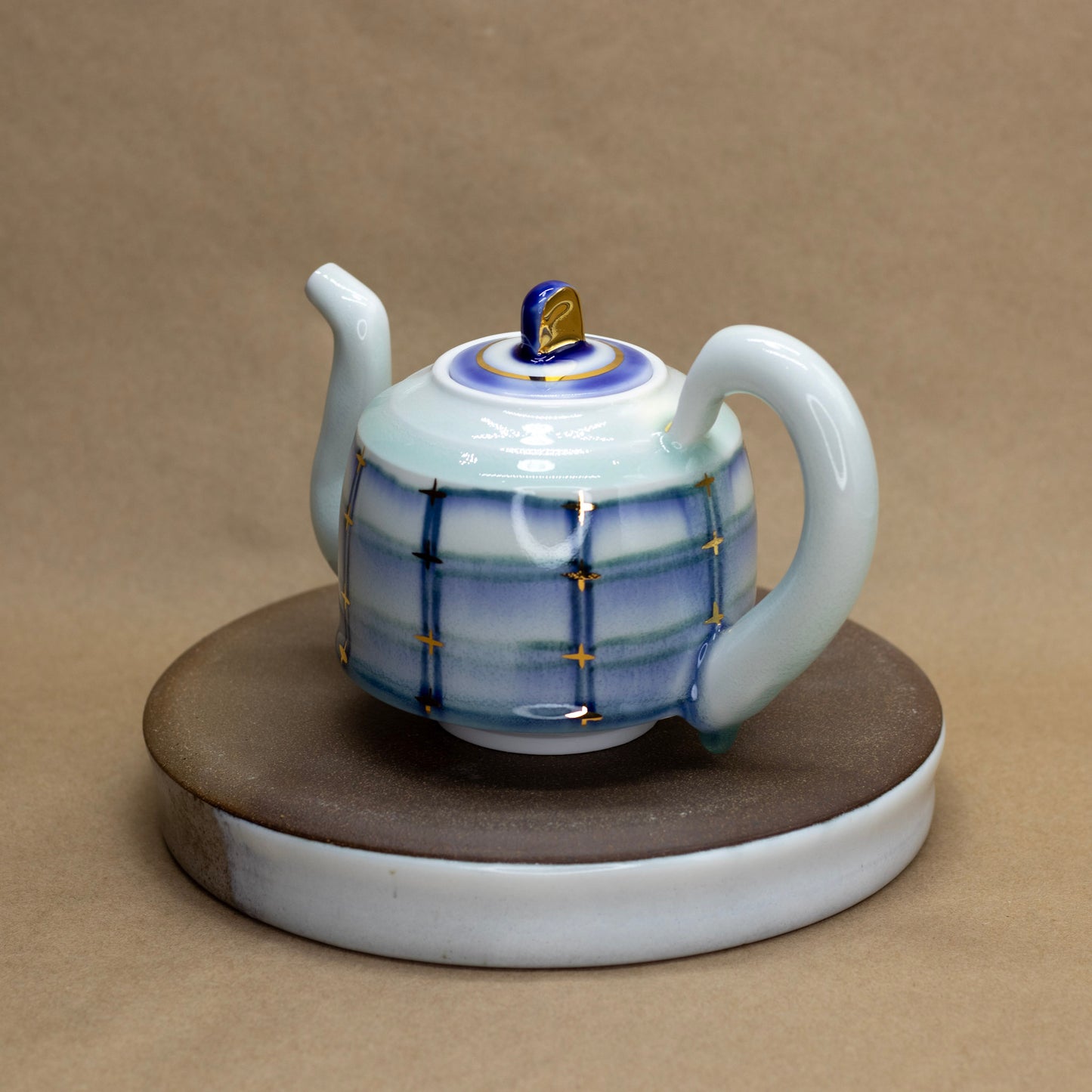 Striped Blue and White Teapot by Matt Watterson