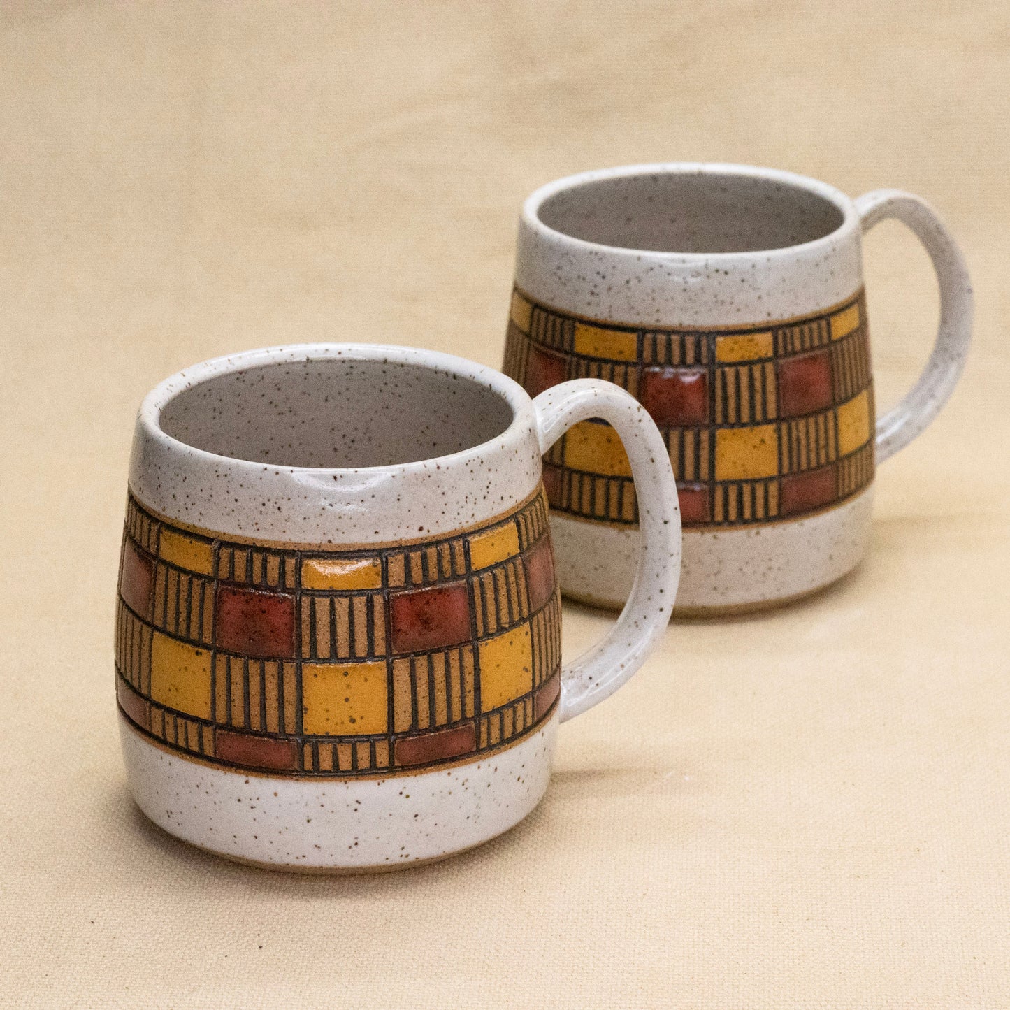 Spreadsheet Mug (Cedar/Wheat) by Sanctuary Ceramics