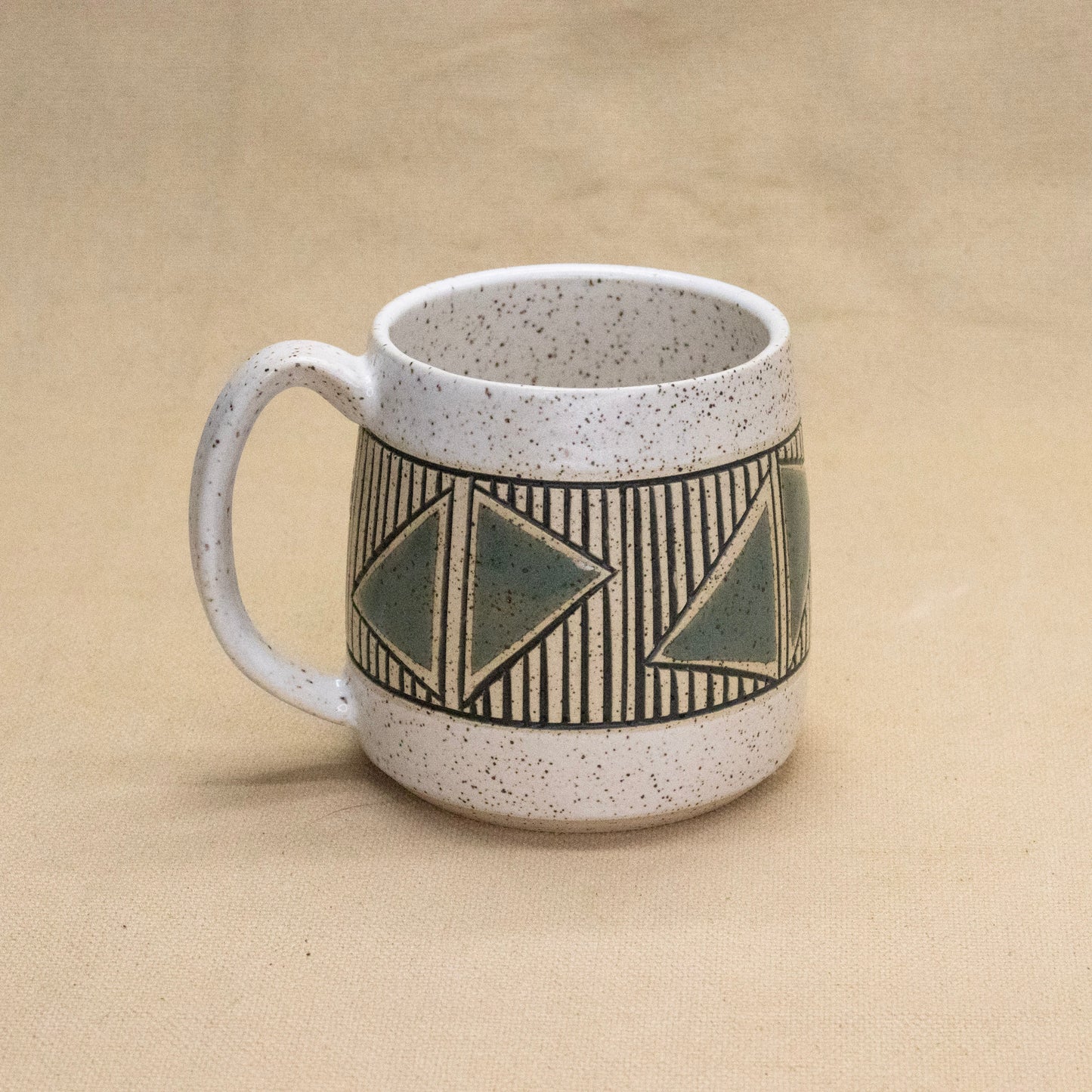 White Speckled Hourglass Mug (Sage) by Sanctuary Ceramics