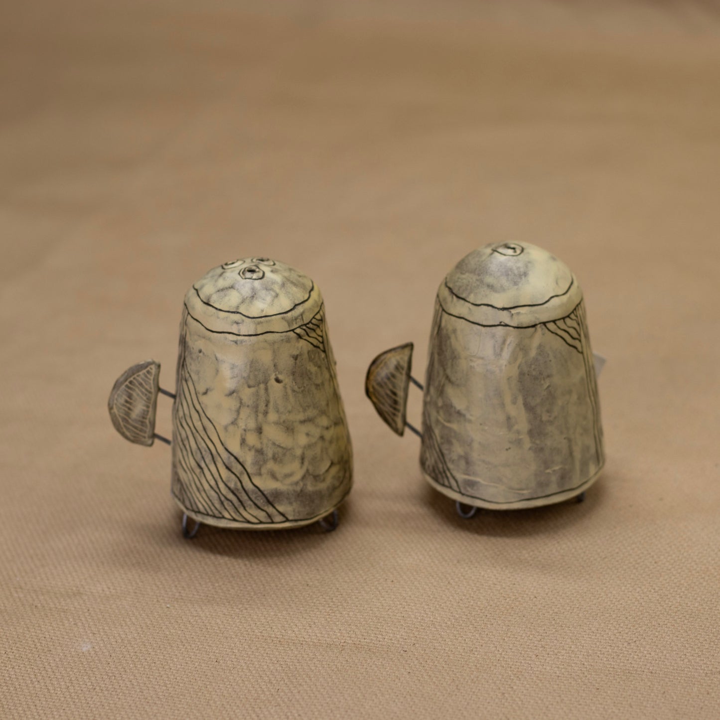 Salt & Pepper Shakers with Lines by Nina Berinstein