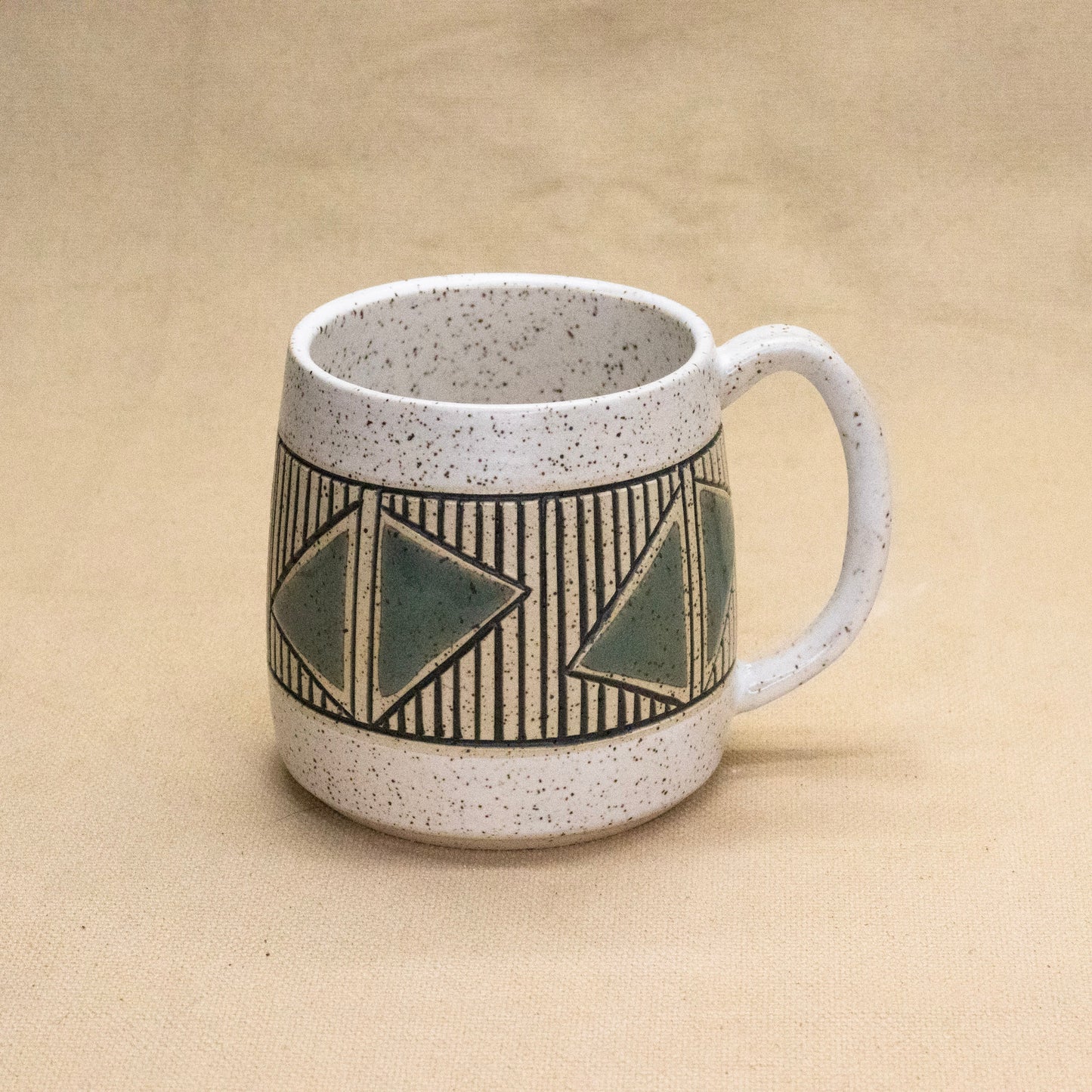 White Speckled Hourglass Mug (Sage) by Sanctuary Ceramics