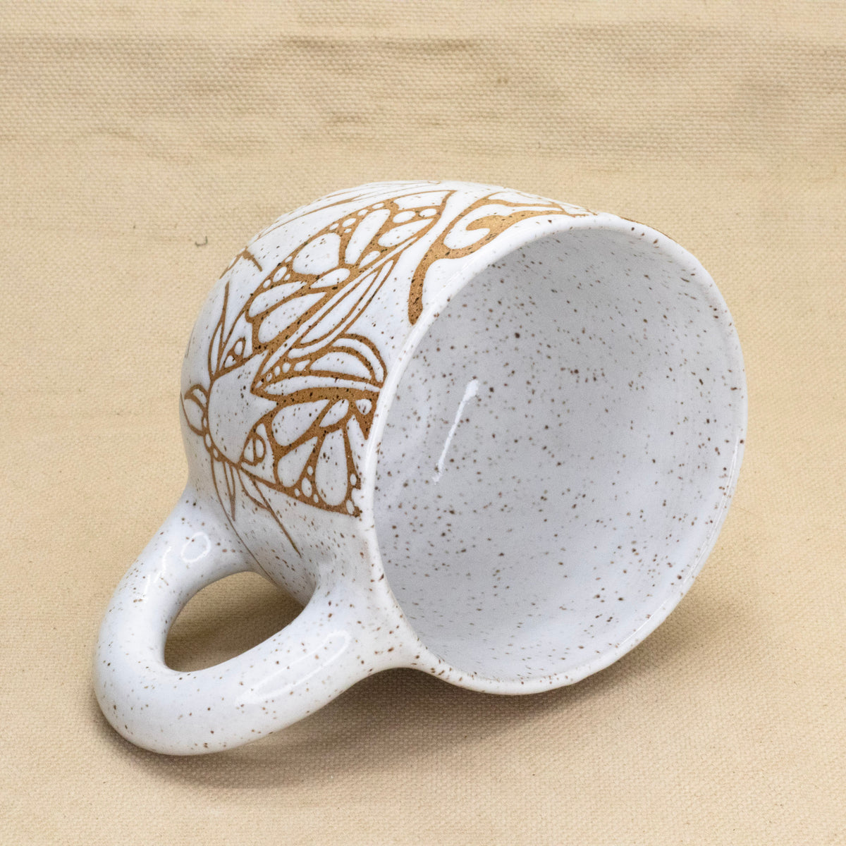All White Moth Mug by Jess Wiseheart