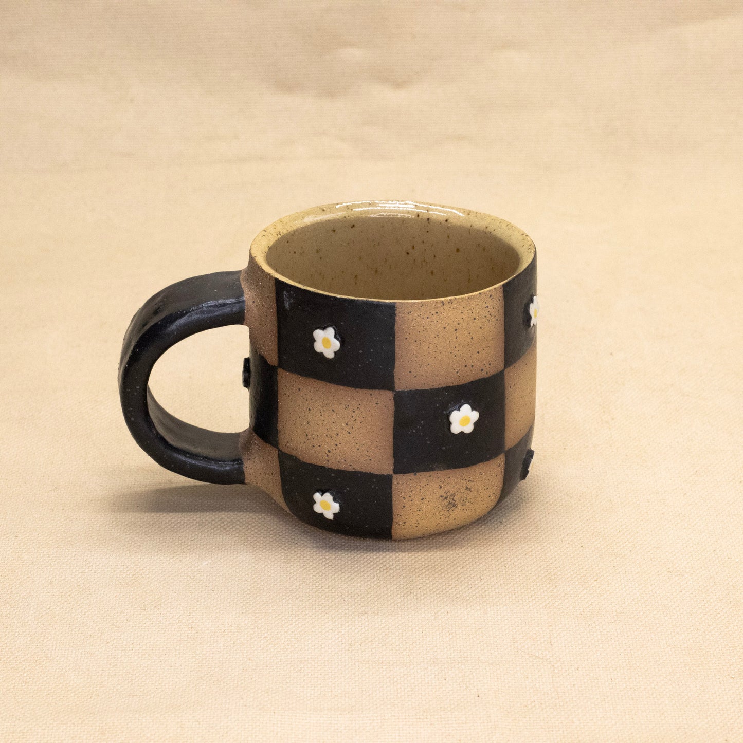 Black Checked Mug by Liz Leong