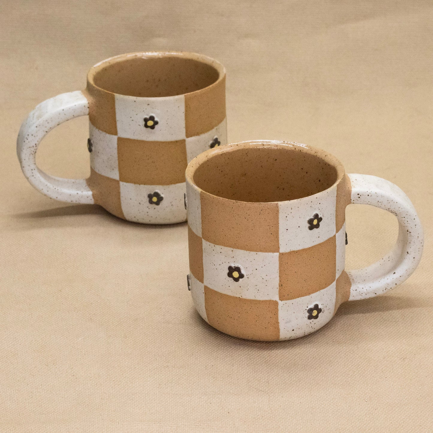 White Checked Mug by Liz Leong