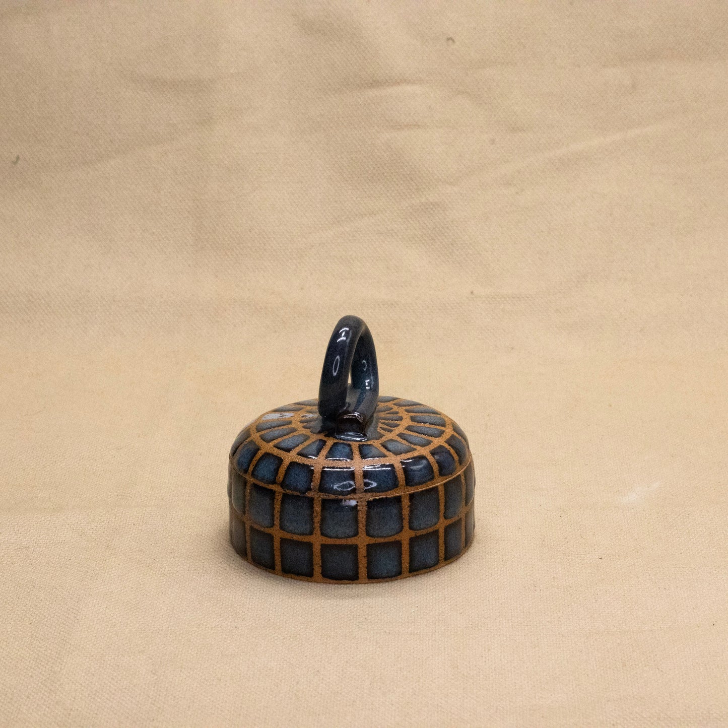 Floating Blue Lidded Jar by Wrecky Designs