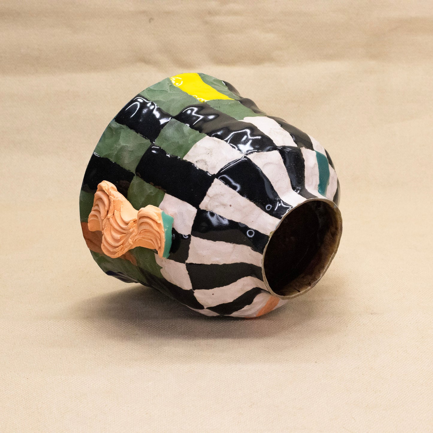 Stained Porcelain Pot with Extended Squish by Deposit Unknown