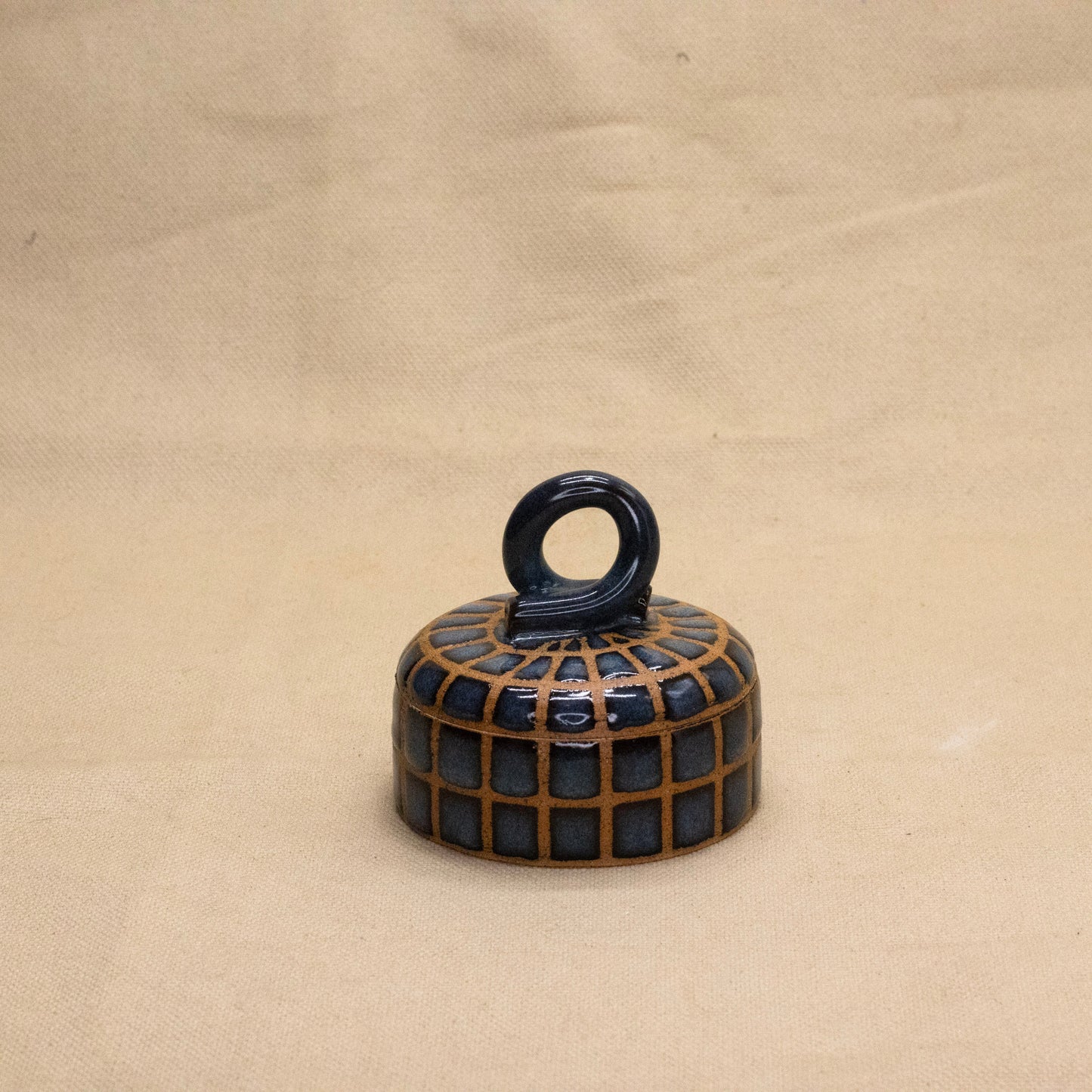 Floating Blue Lidded Jar by Wrecky Designs