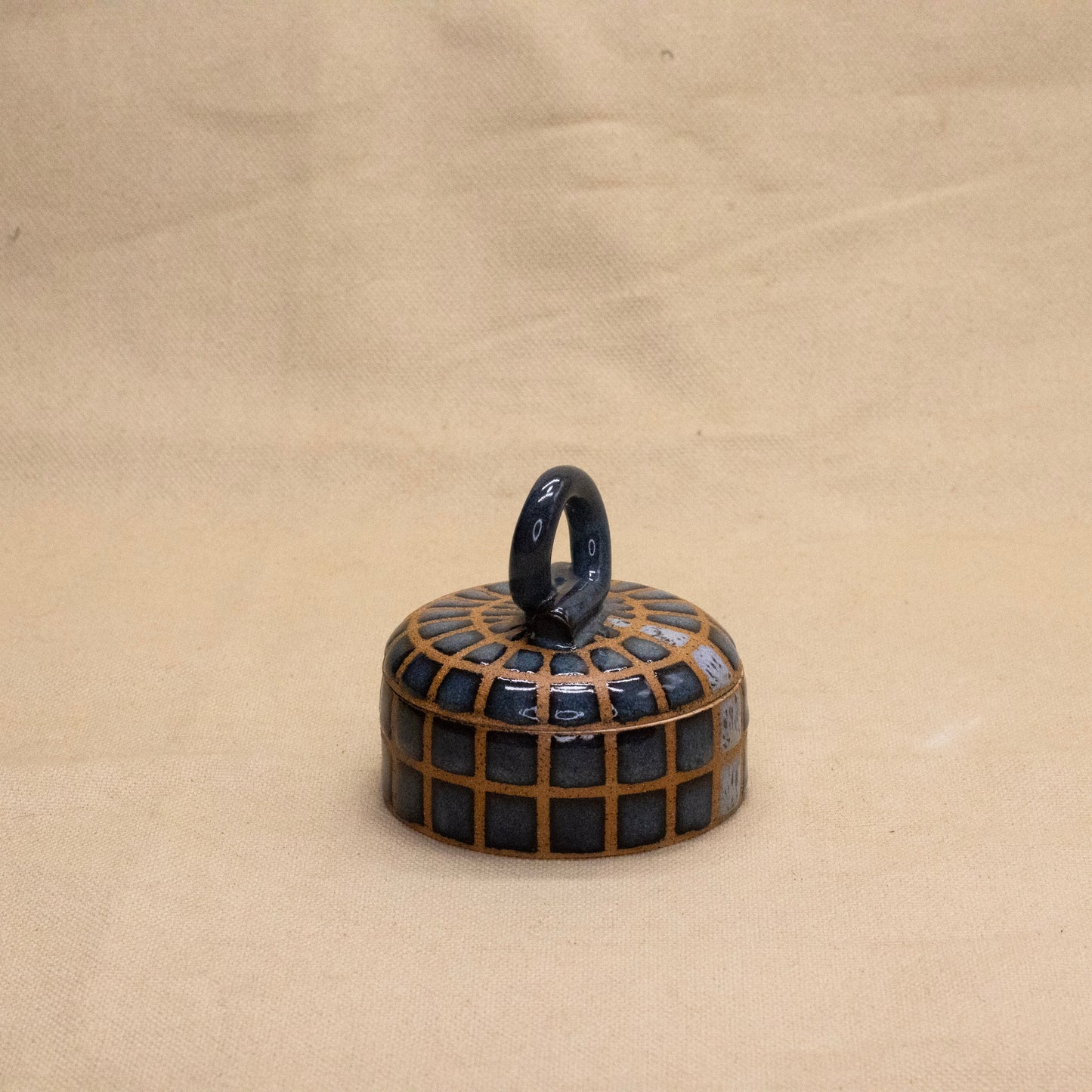Floating Blue Lidded Jar by Wrecky Designs
