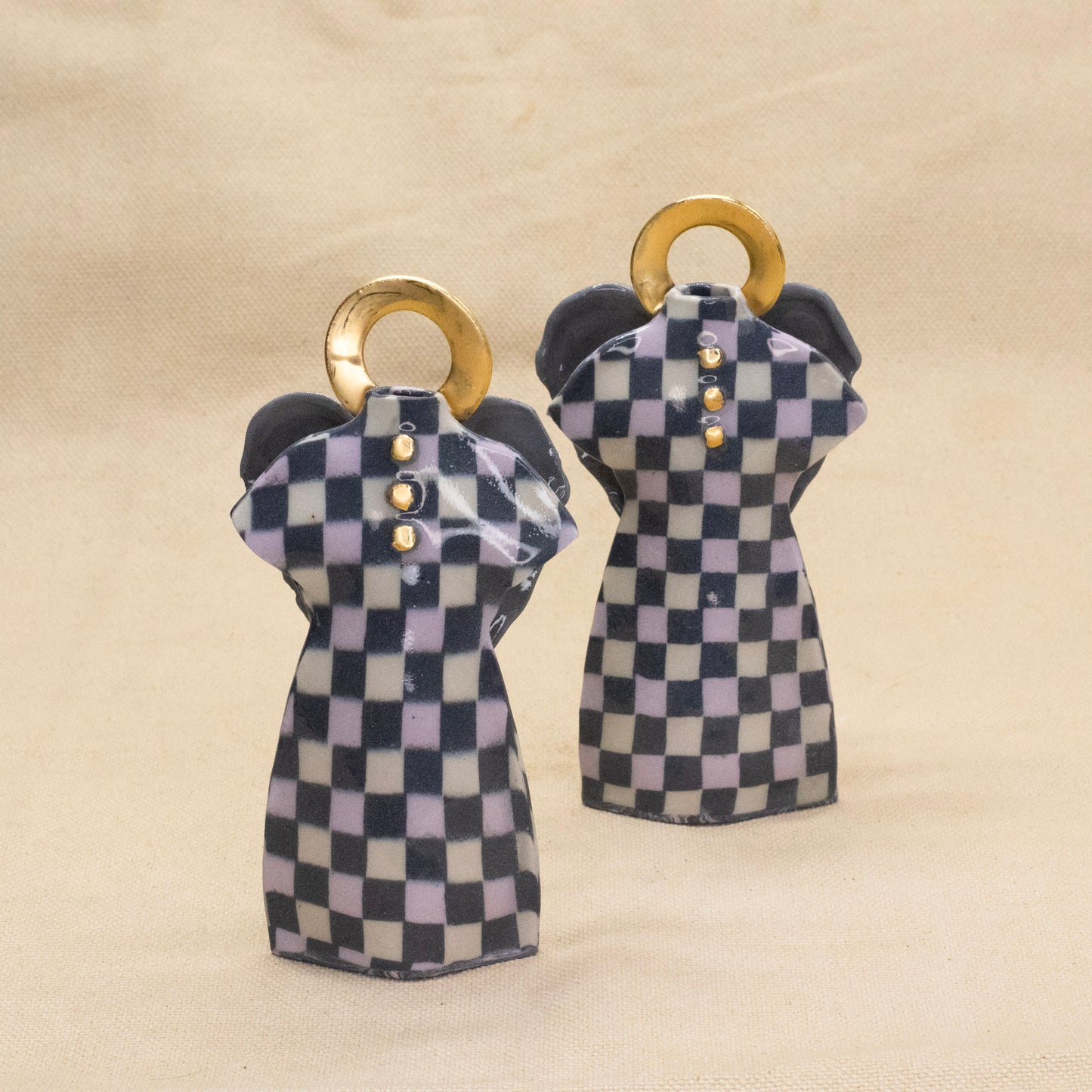 Black Nerikomi Porcelain Angel Bud Vase by Saori M Stoneware