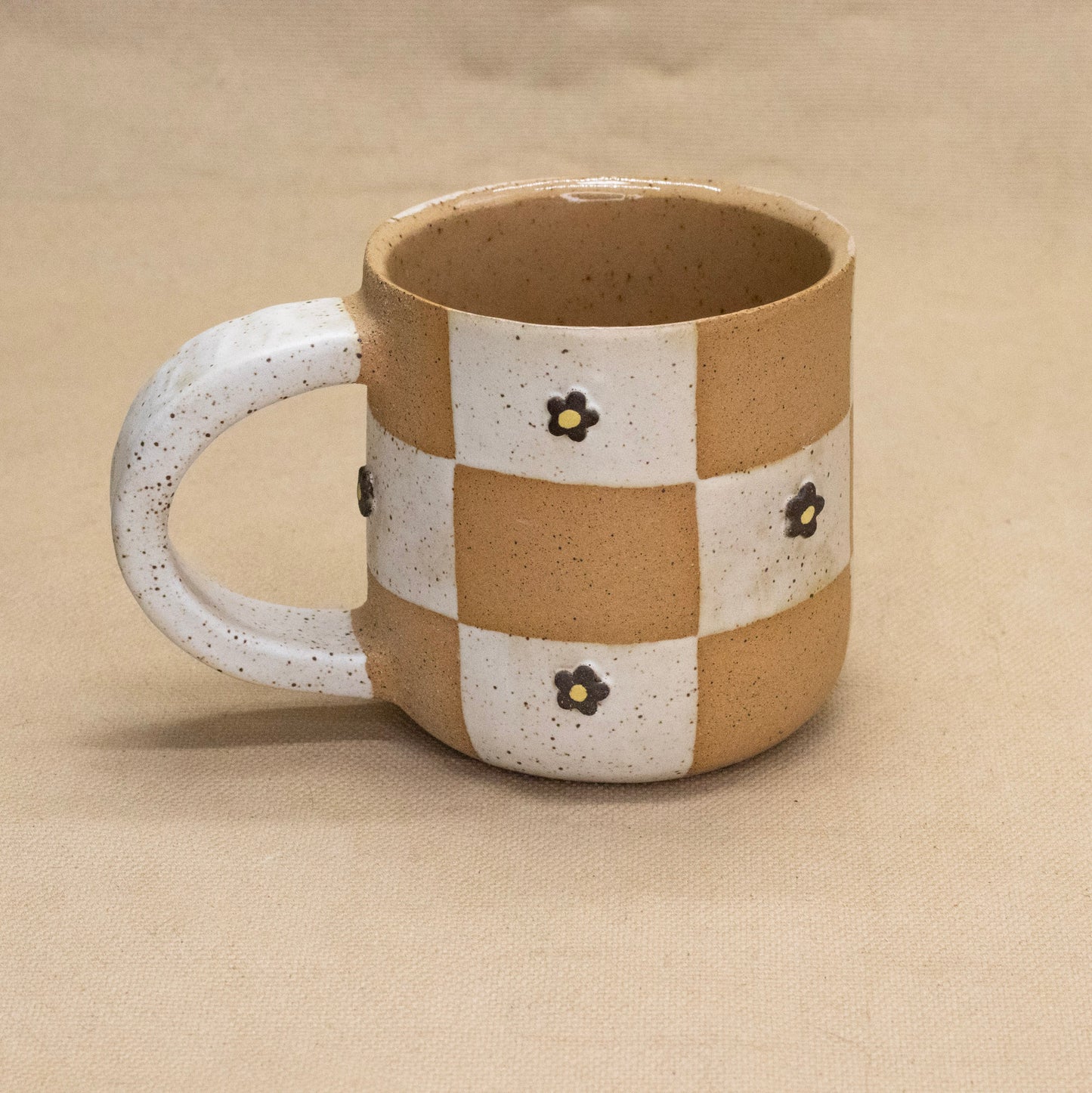 White Checked Mug by Liz Leong