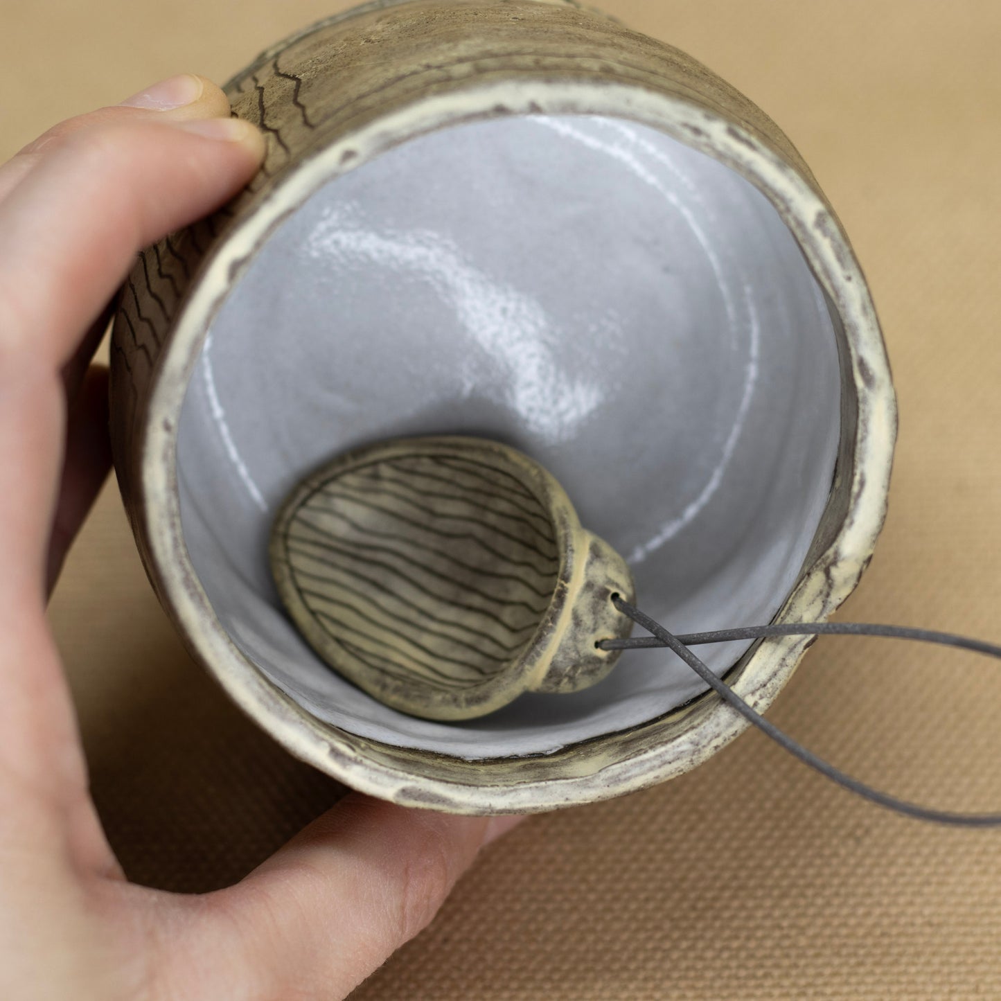Salt Cellar & Spoon with Lines by Nina Berinstein