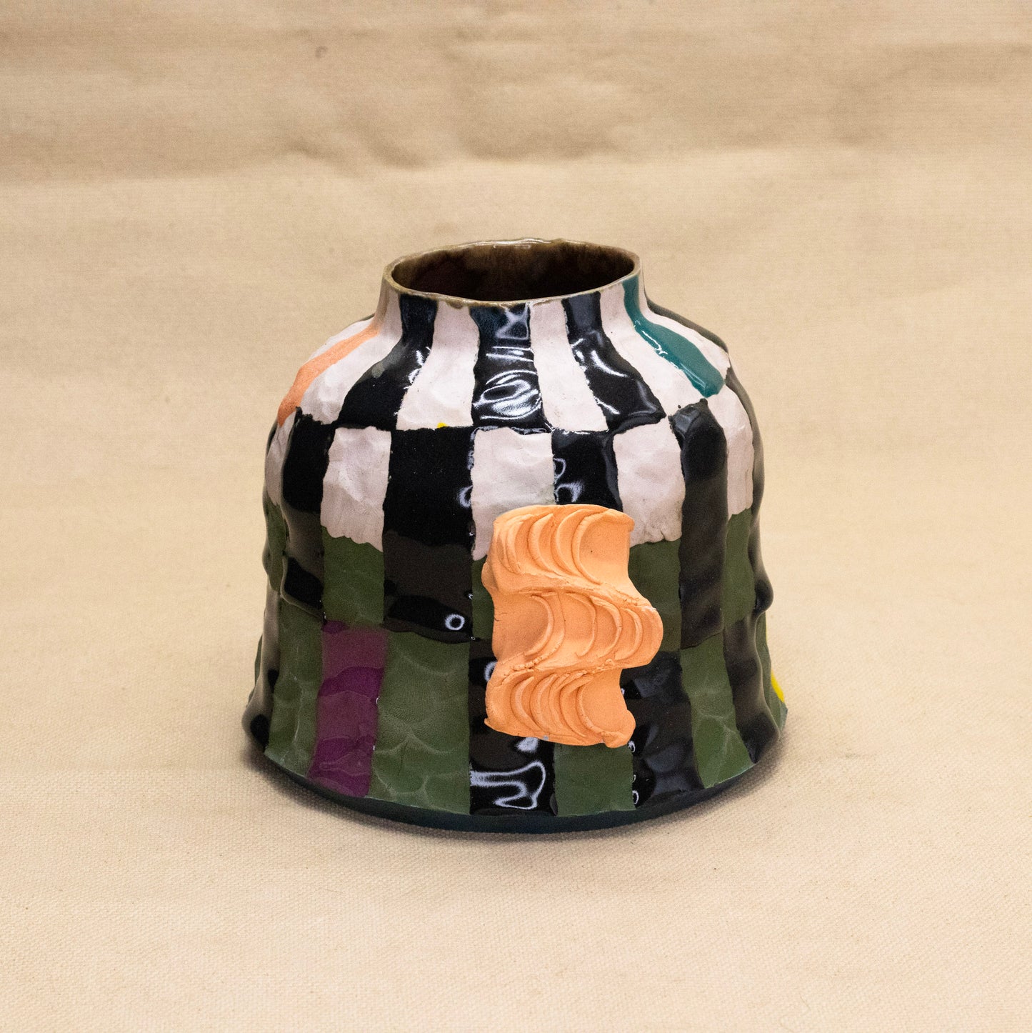 Stained Porcelain Pot with Extended Squish by Deposit Unknown