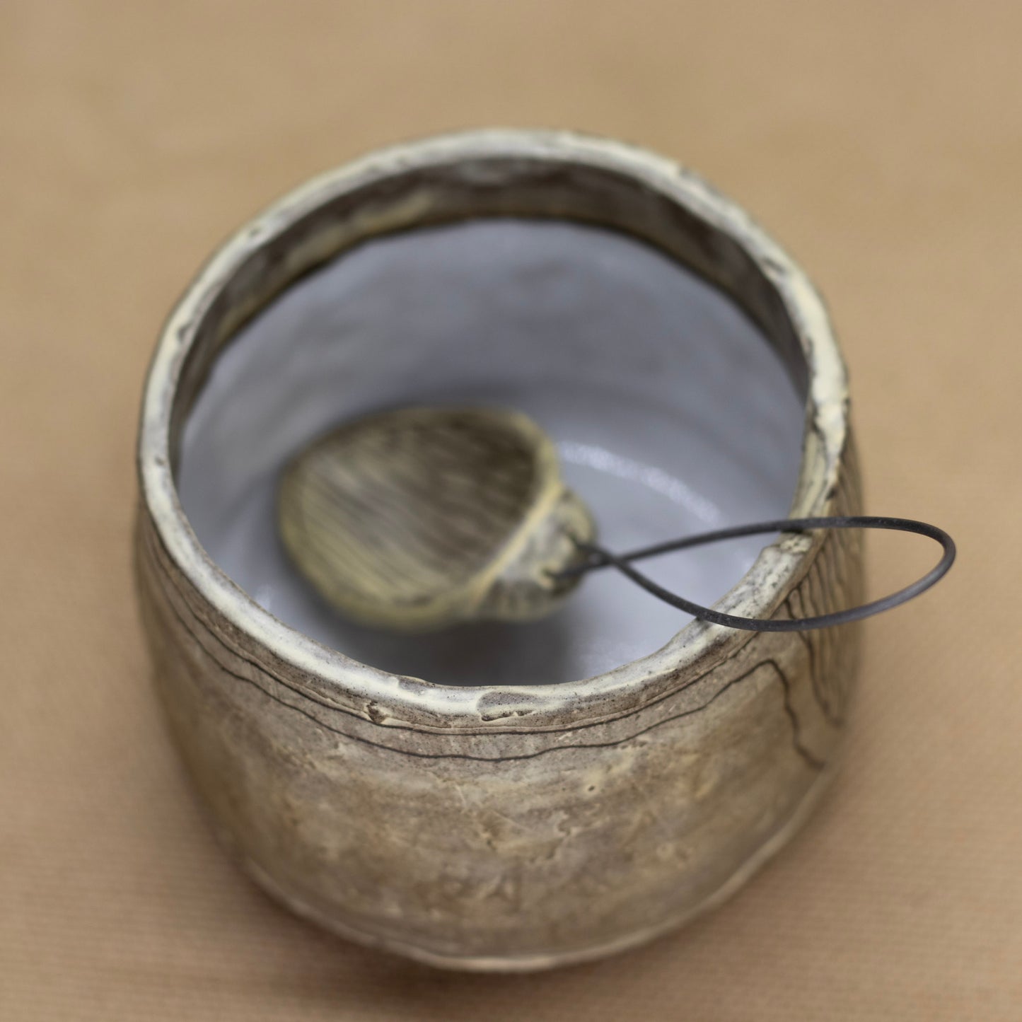 Salt Cellar & Spoon with Lines by Nina Berinstein