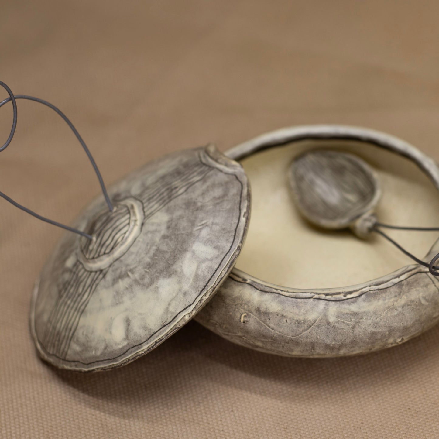 Salt Cellar & Spoon with Lines by Nina Berinstein