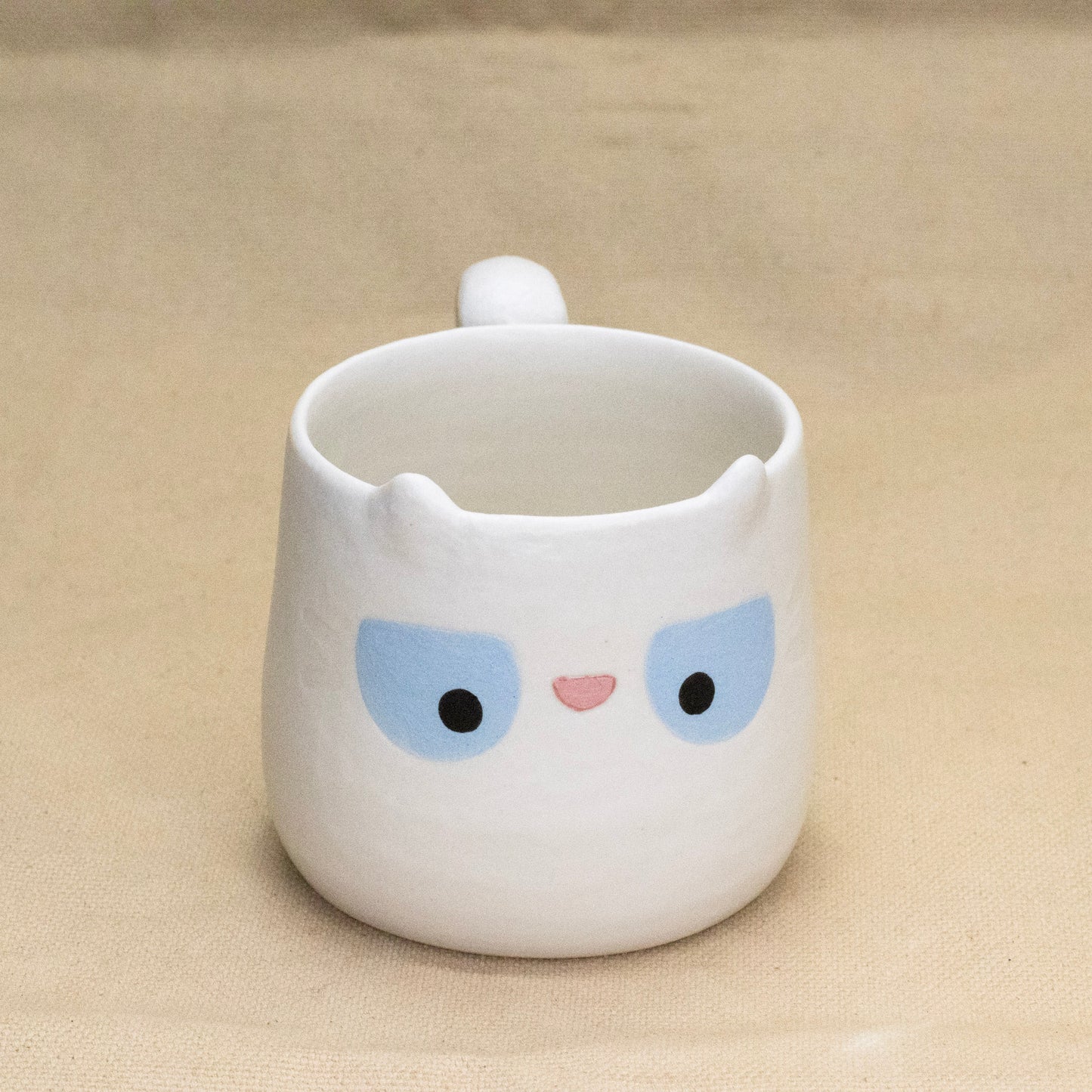 Matte White Kitty Mug by Hei Mao Studio