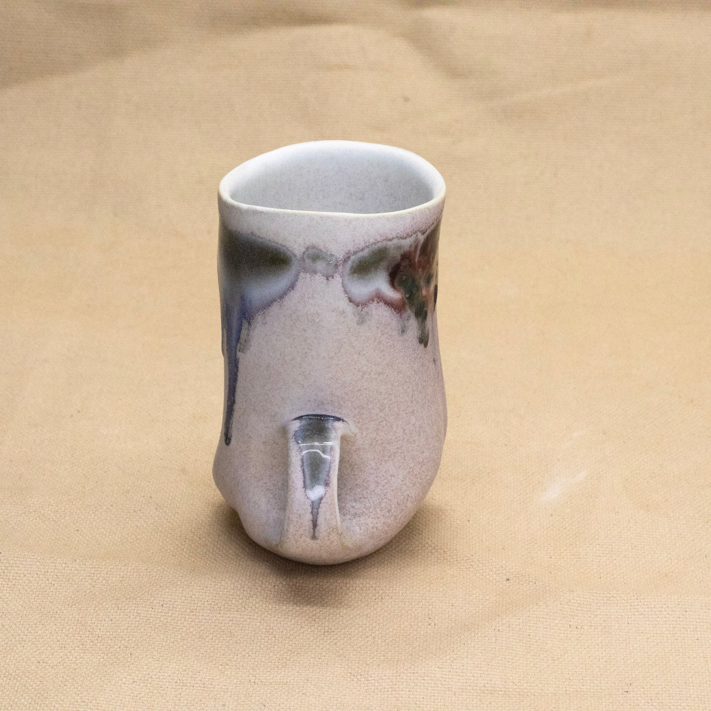 One Finger Handle Drippy Altered Mug by Liz Mazurek
