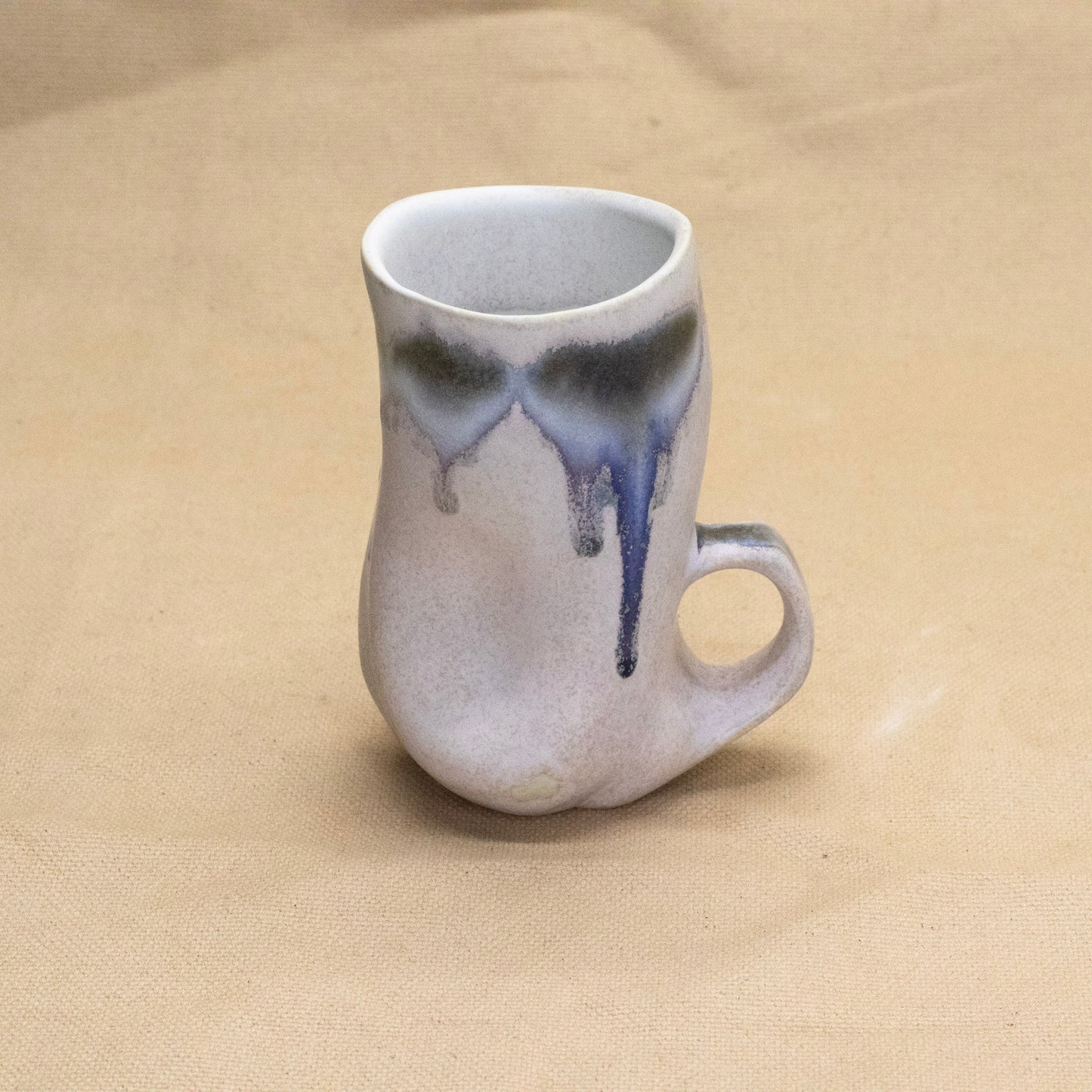 One Finger Handle Drippy Altered Mug by Liz Mazurek