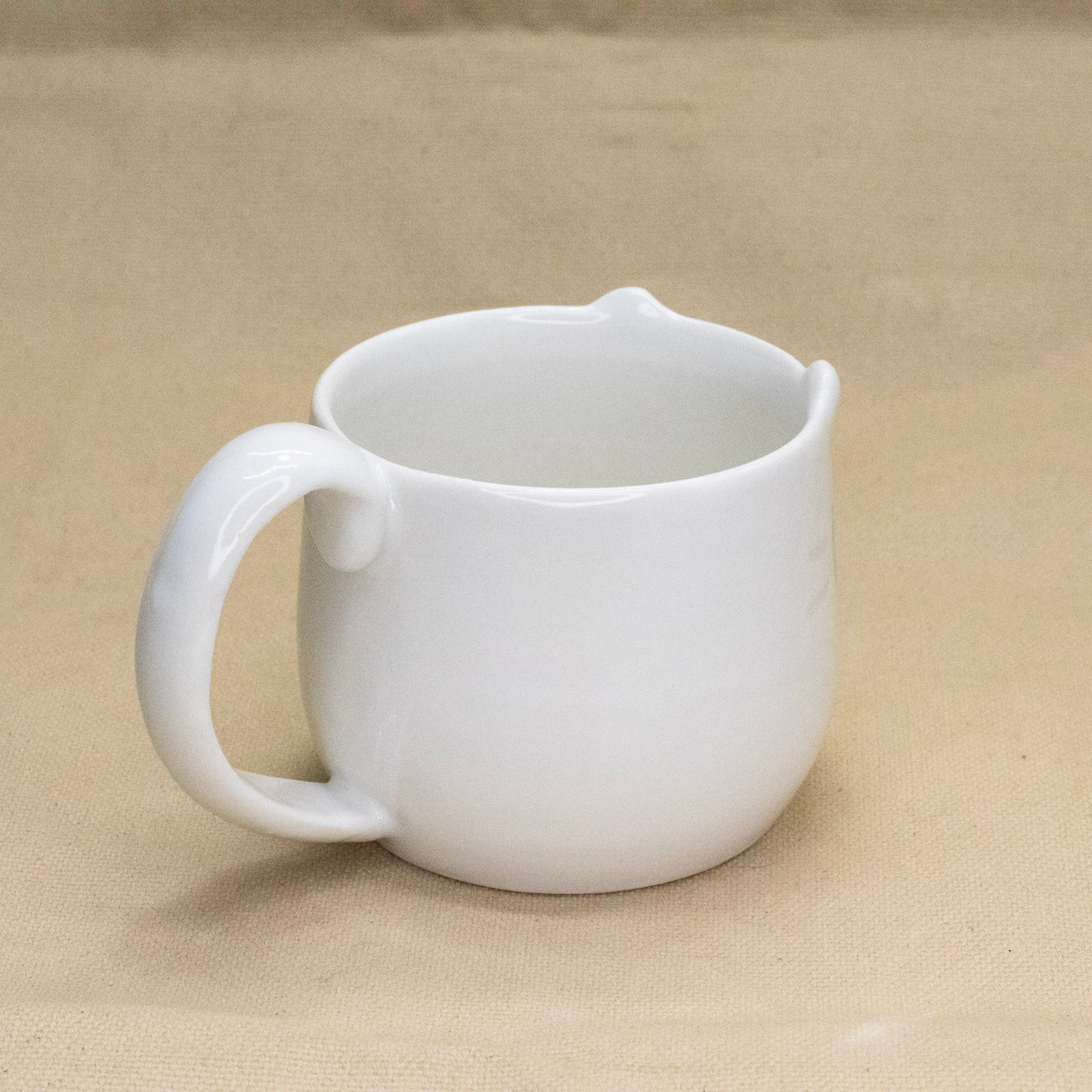 Glossy White Kitty Mug by Hei Mao Studio