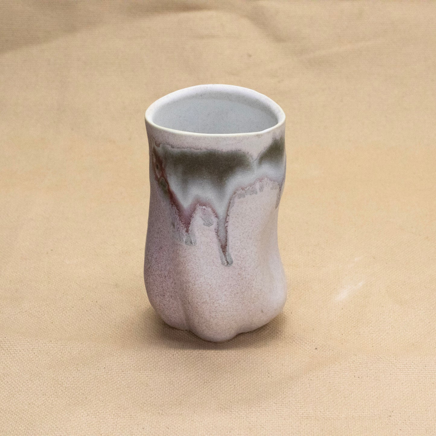 One Finger Handle Drippy Altered Mug by Liz Mazurek