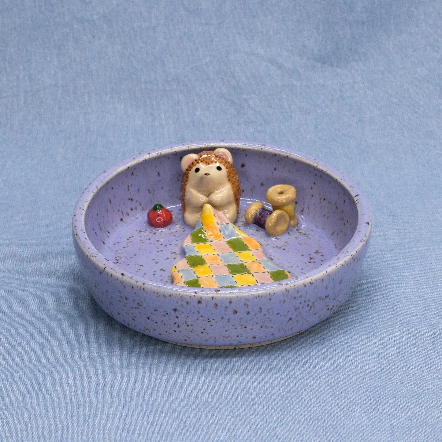 Quilted Hedgehog (Trinket Tray/Incense Holder) by Capy Clay Ceramics