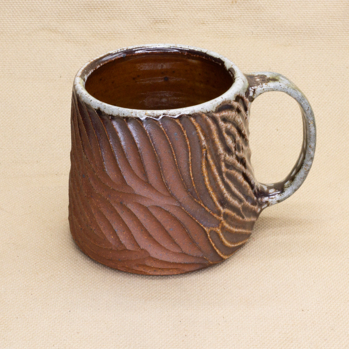Hand-Carved Soda-Fired Mug by Jennifer Nerad