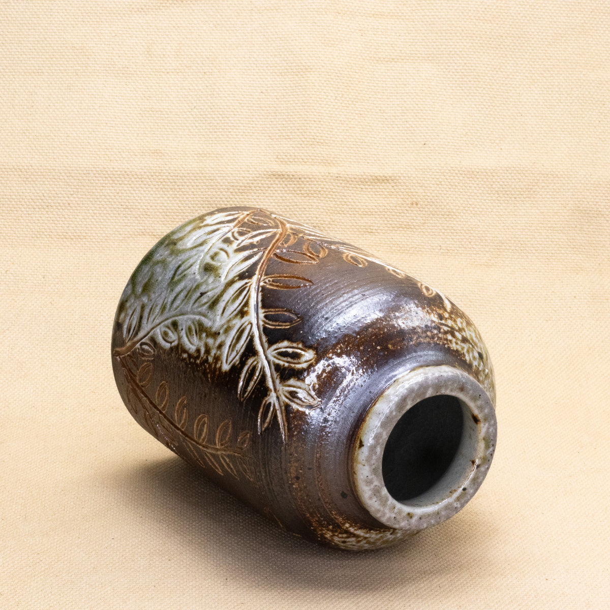 Leafy Soda Fired Brown Vase by Brooke Hanson