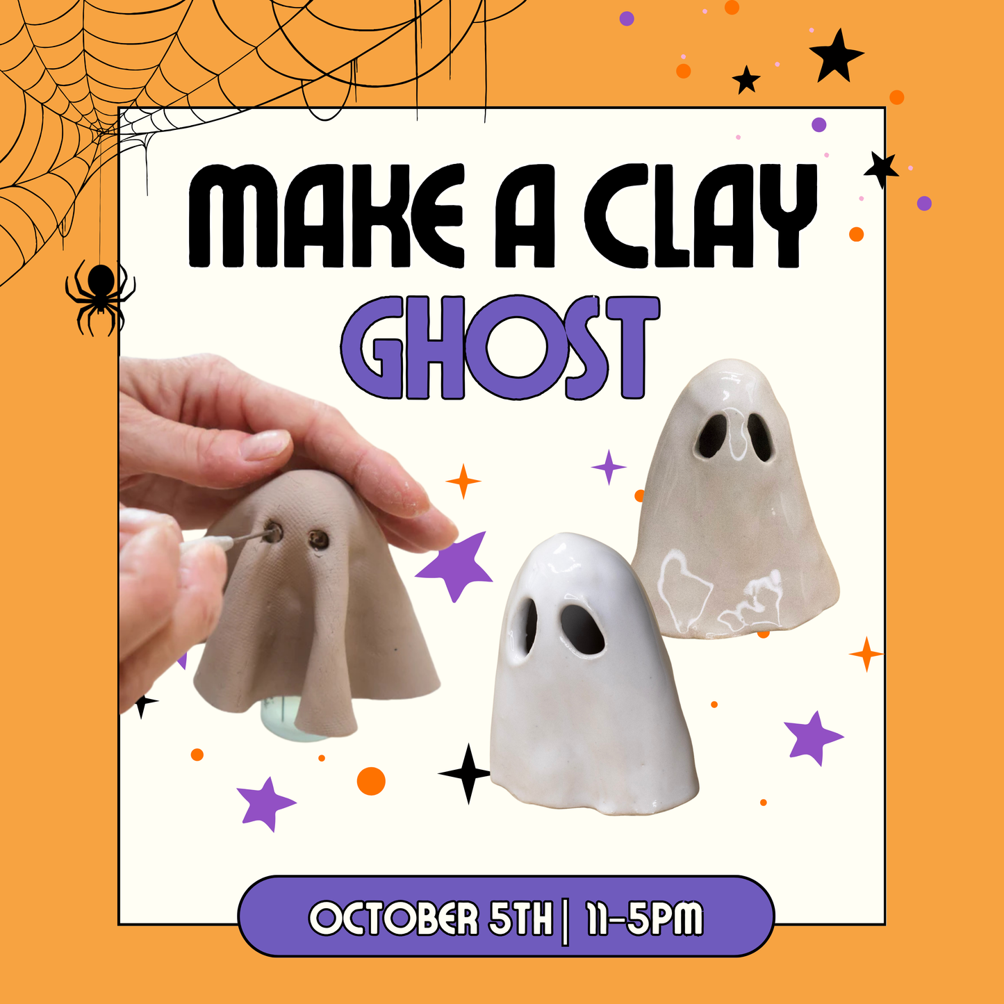 Make a Clay Ghost - October 5th from 11-5pm
