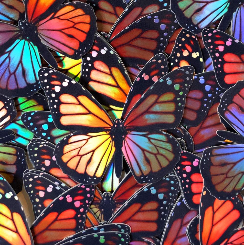 Daggerwing and Blue Buckeye Butterfly Holographic Sticker Set by Moth and Myth