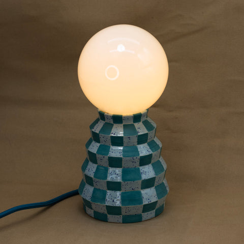 Blue Checkered Lamp by Victoria Le