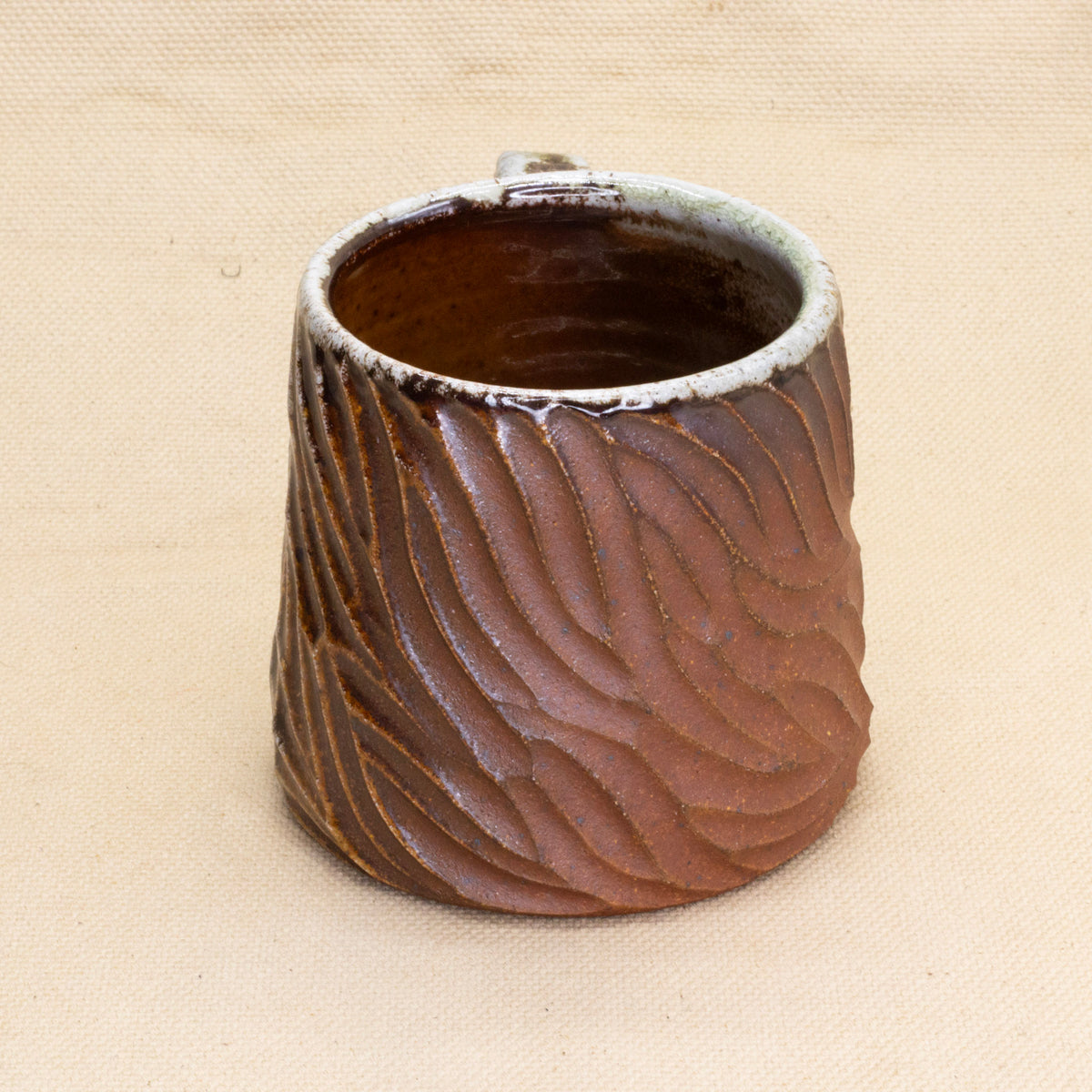 Hand-Carved Soda-Fired Mug by Jennifer Nerad