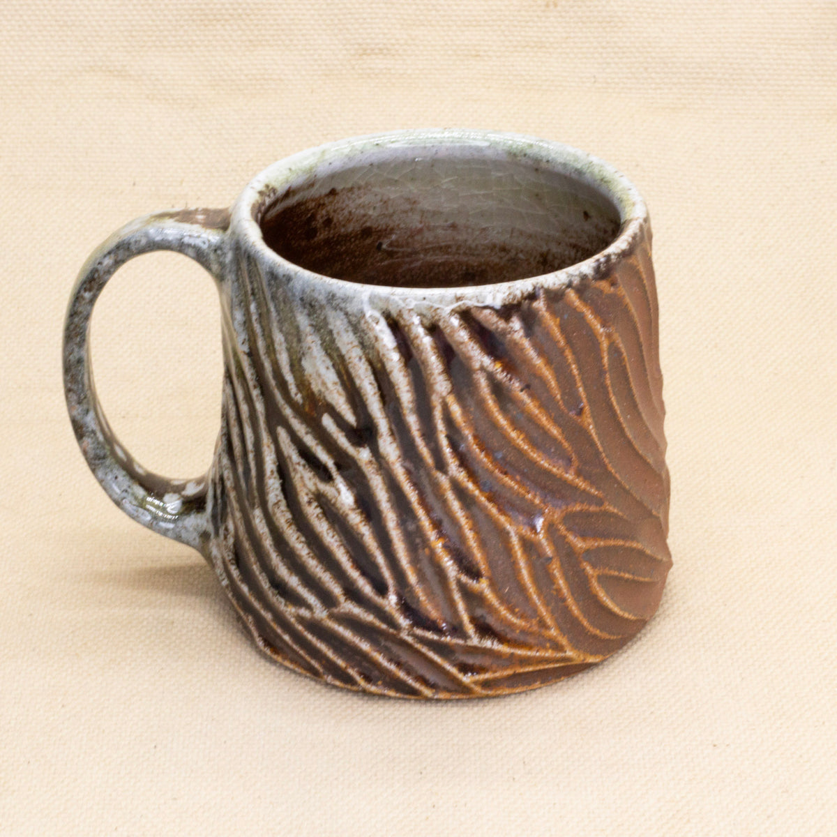 Hand-Carved Soda-Fired Mug by Jennifer Nerad