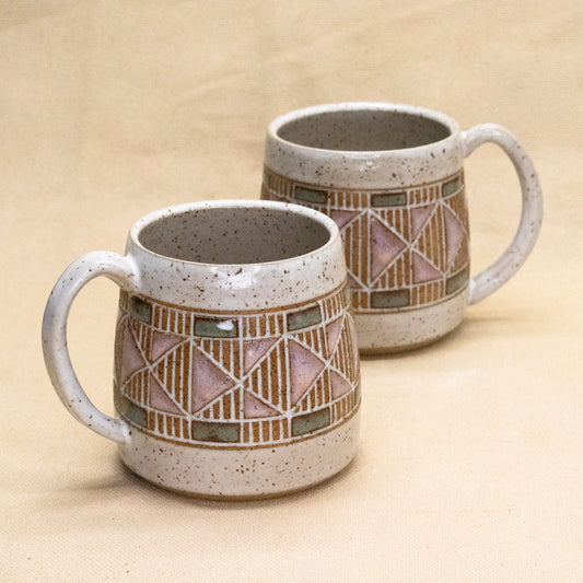Quilt Mug (Rhubarb/Sage) by Sanctuary Ceramics