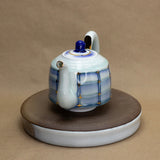 Striped Blue and White Teapot