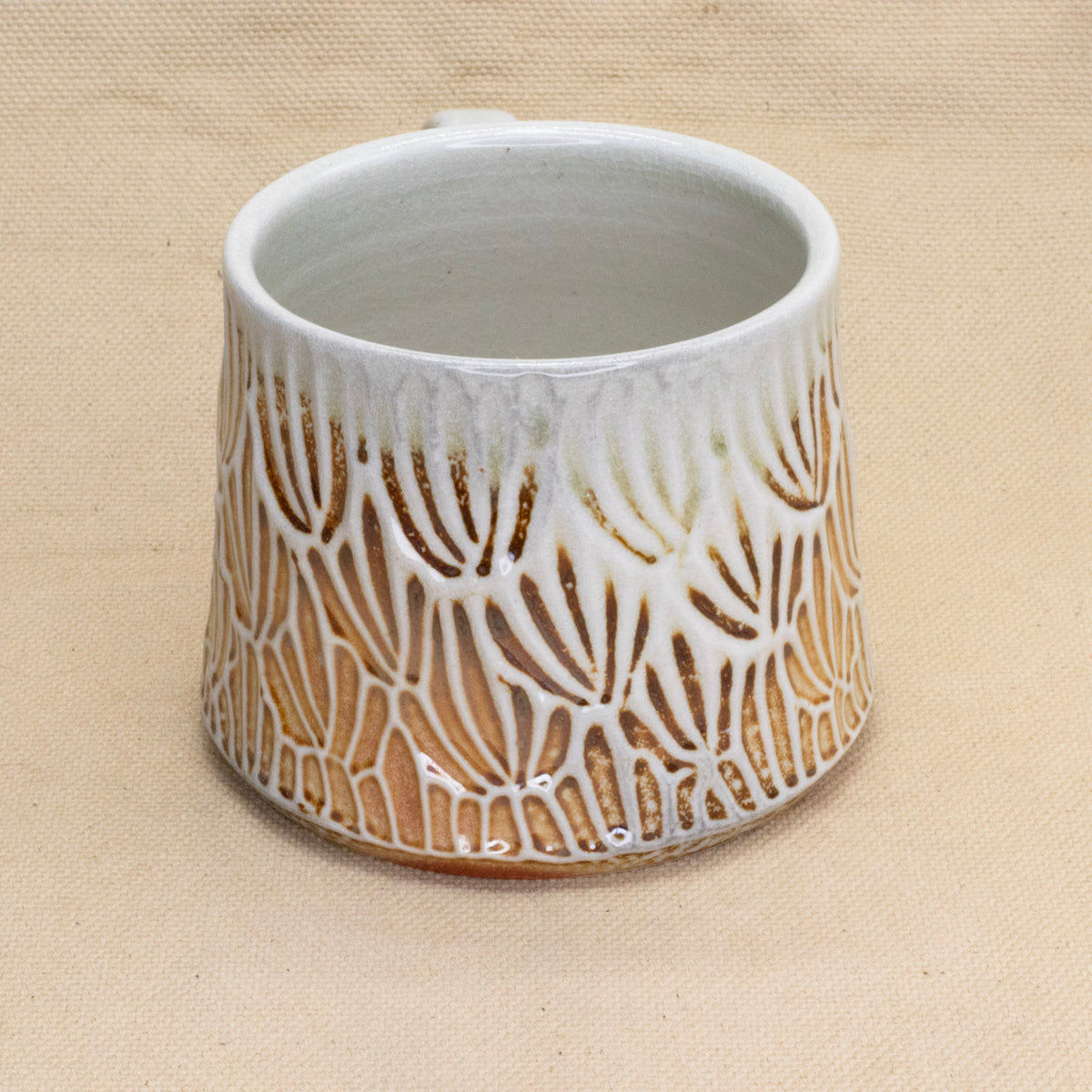 Hand-Carved Floral Pattern Mug by Jennifer Nerad