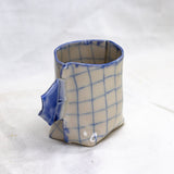 Nerikomi Check Pattern Origami Teacup by Saori M Stoneware