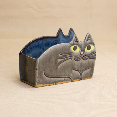 Square Napkin Holder (Grey and Blue) by Yuka Nakano