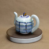 Striped Blue and White Teapot