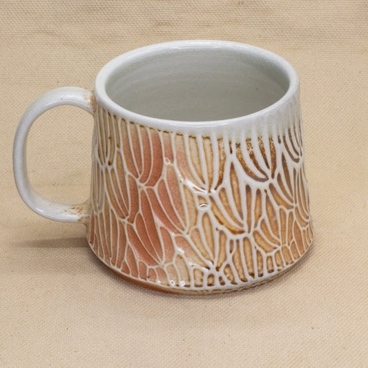 Hand-Carved Floral Pattern Mug by Jennifer Nerad