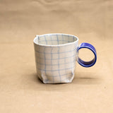 Nerikomi Check Pattern Origami Mug by Saori M Stoneware