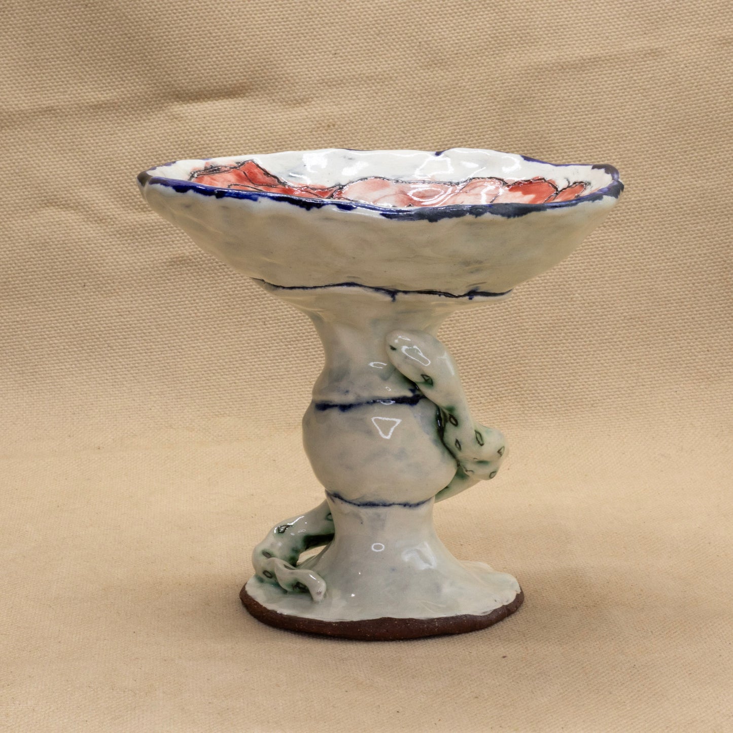 Elevated Dish with Red Flower by Ryana Lawson