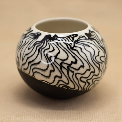 Black Lined Bulb Vase by Olivia Avery