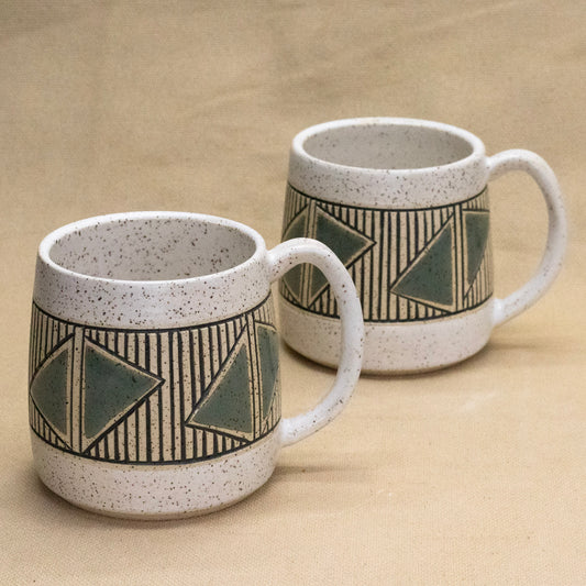 White Speckled Hourglass Mug (Sage) by Sanctuary Ceramics