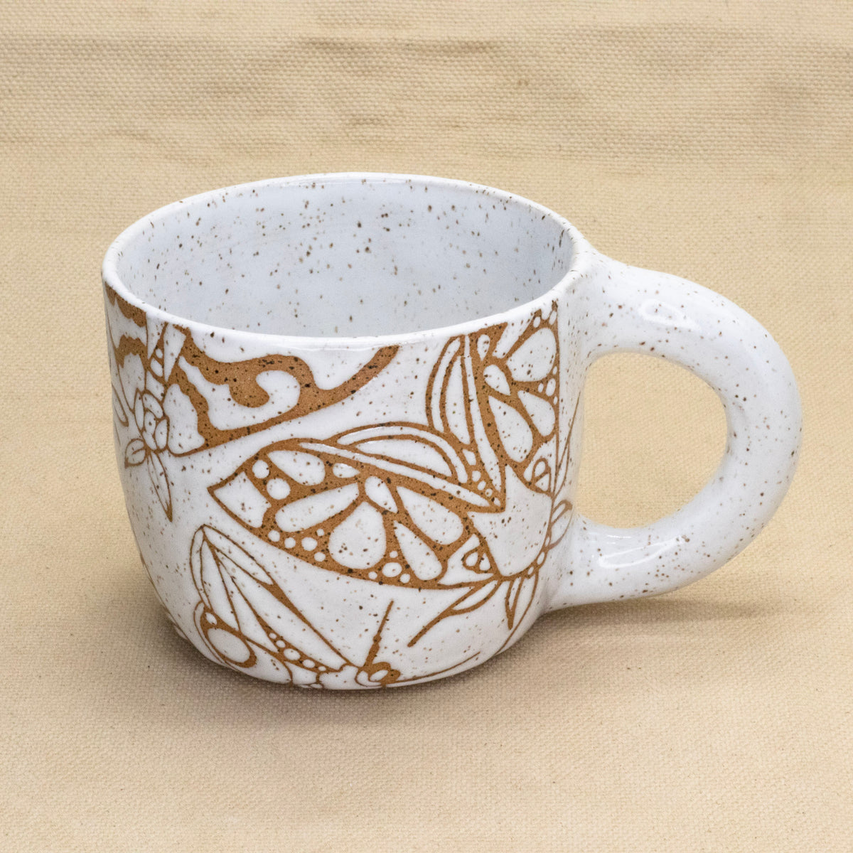 All White Moth Mug by Jess Wiseheart
